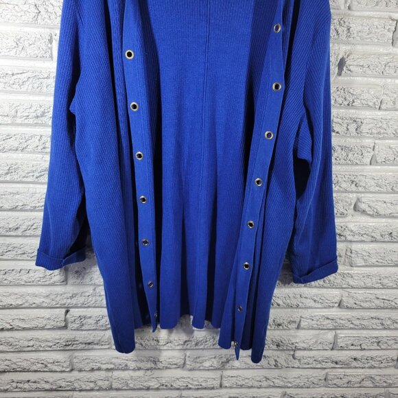 Susan Graver QVC Women Sweater 2X Plus Cardigan Open Blue Cuff Sleeve SWE71E - Picture 5 of 11